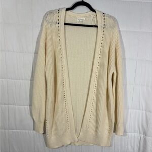 Blu Pepper Cream Cable Knit Open Front Cardigan Oversized Cozy Boho Loungwear